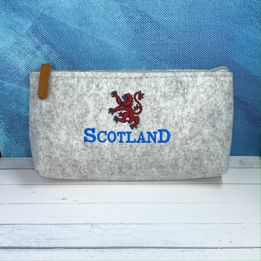 Scotland Rampant Lion Embroidered Felt Zipper Pouch