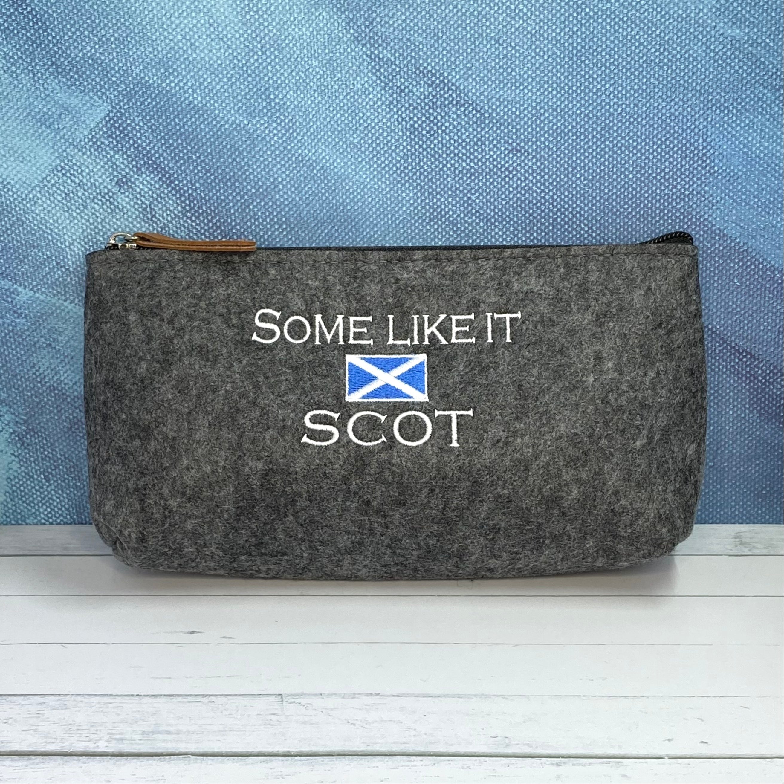 Some Like it Scot Saltire Flag Embroidered Felt Zipper Pouch