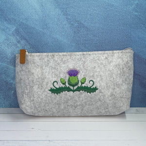 Scottish Thistle Embroidered Felt Zipper Pouch