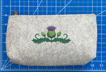 Triple Scottish Thistle Embroidered Felt Zipper Pouch