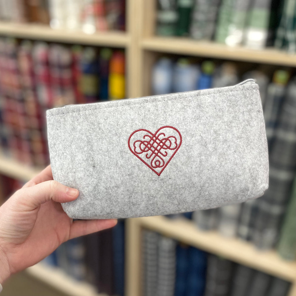 Celtic Knot Heart Embroidered Felt Zipper Pouch