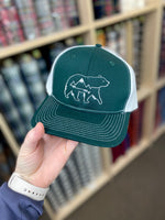 Bear Mountain Scene Outline Embroidered Hat - Multiple Customizable Options