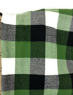 Apple Green, White and Black Plaid Medium Weight Flannel Scarf