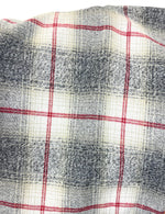 Heather Gray with Light Tan Ombre, White and Red Plaid Medium Weight Flannel Scarf