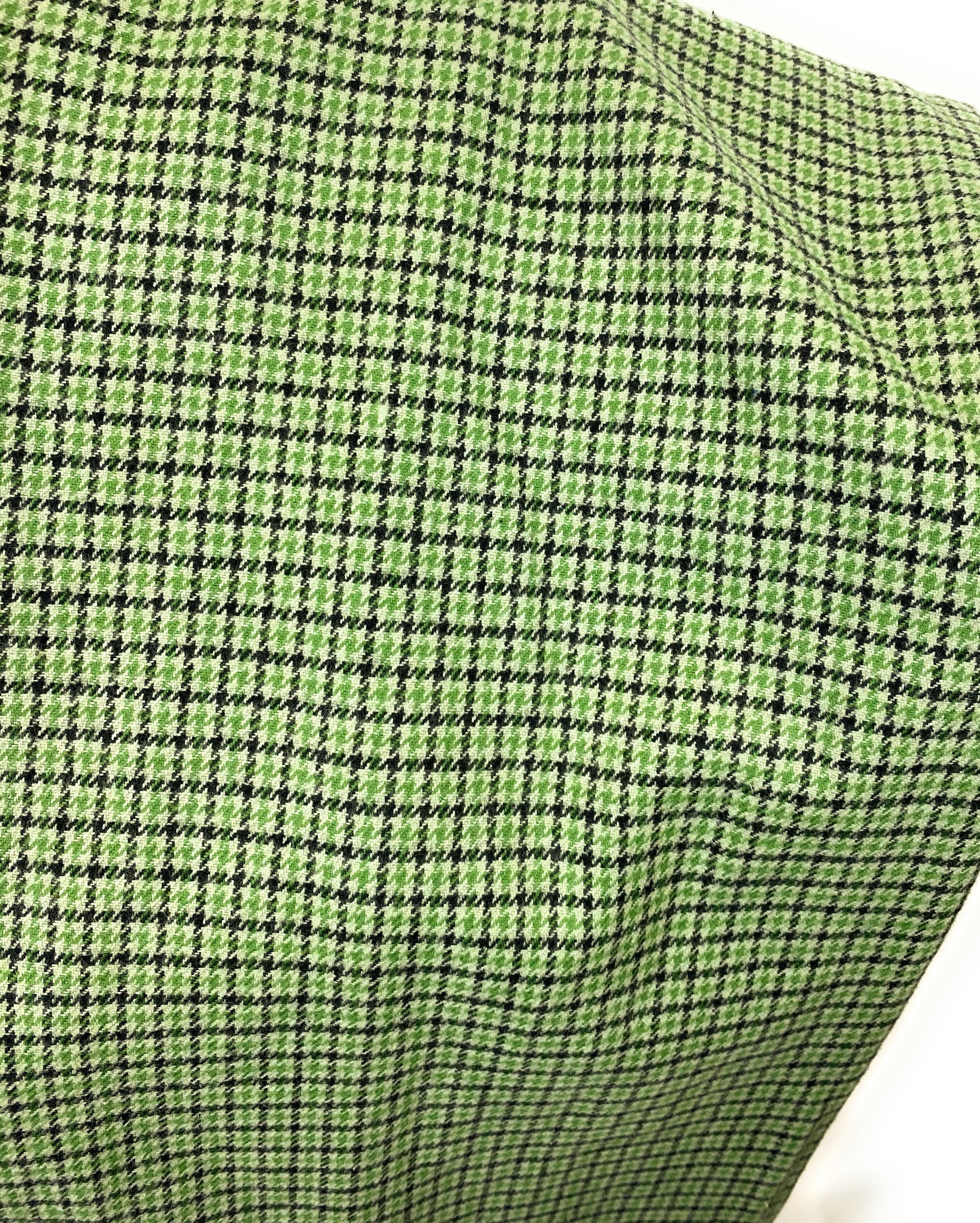 Light Green, Apple Green, and Black Houndstooth Plaid Medium Weight Flannel Scarf