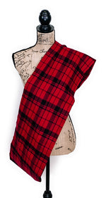 Classic Red and Black Plaid Medium Weight Flannel Scarf