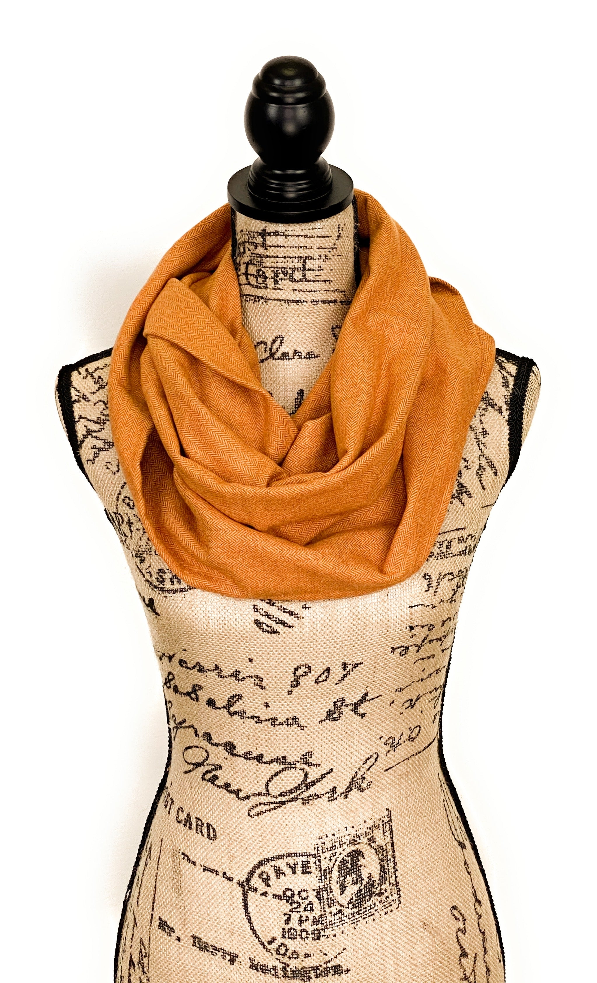 Pumpkin Orange and Sunflower/Mustard Yellow Herringbone Medium Weight Flannel Scarf