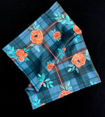 Watercolor Tartan with Painted Roses Neck Gaiter/Face Covering