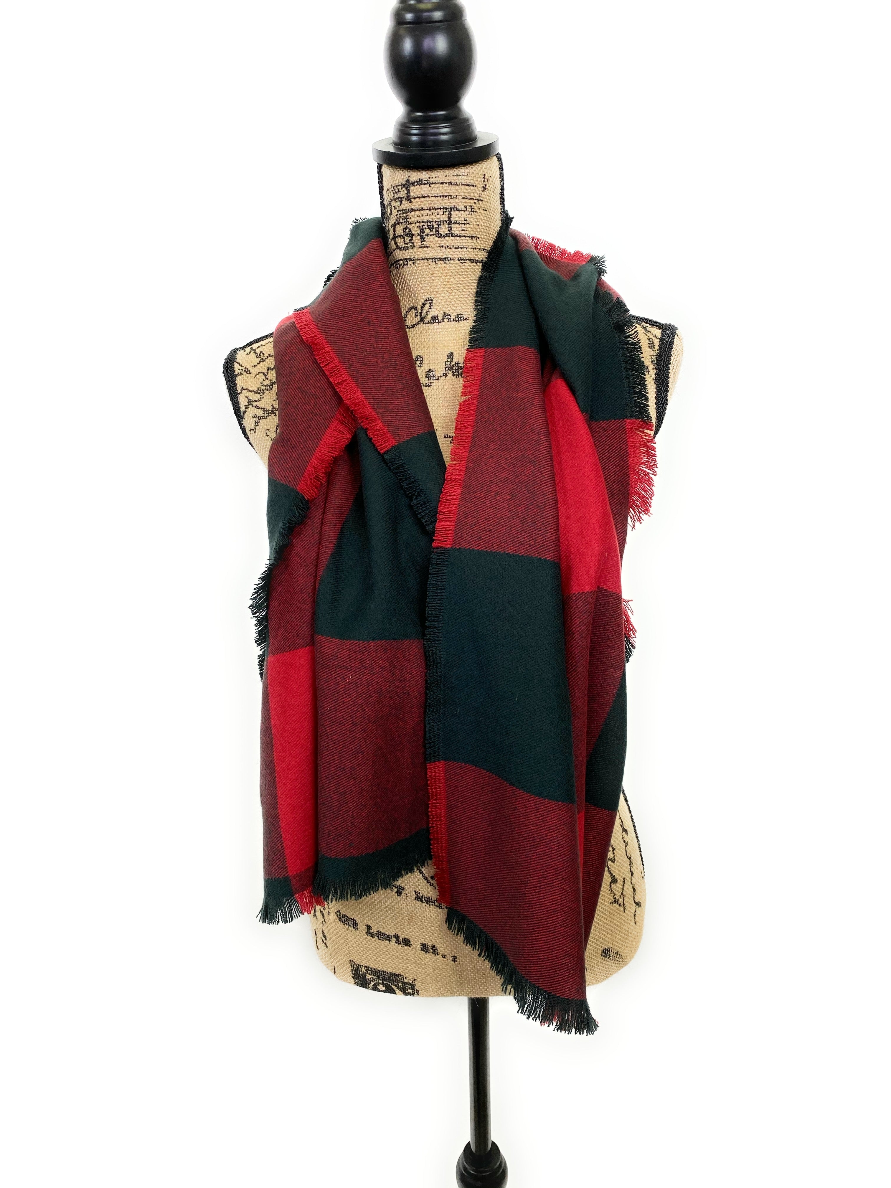 X-Large Block Buffalo Plaid Acrylic Scarf