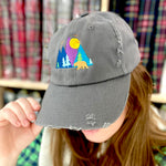 Colorful Mountains Bear Scene Embroidered Hat - Multiple Customizable Options