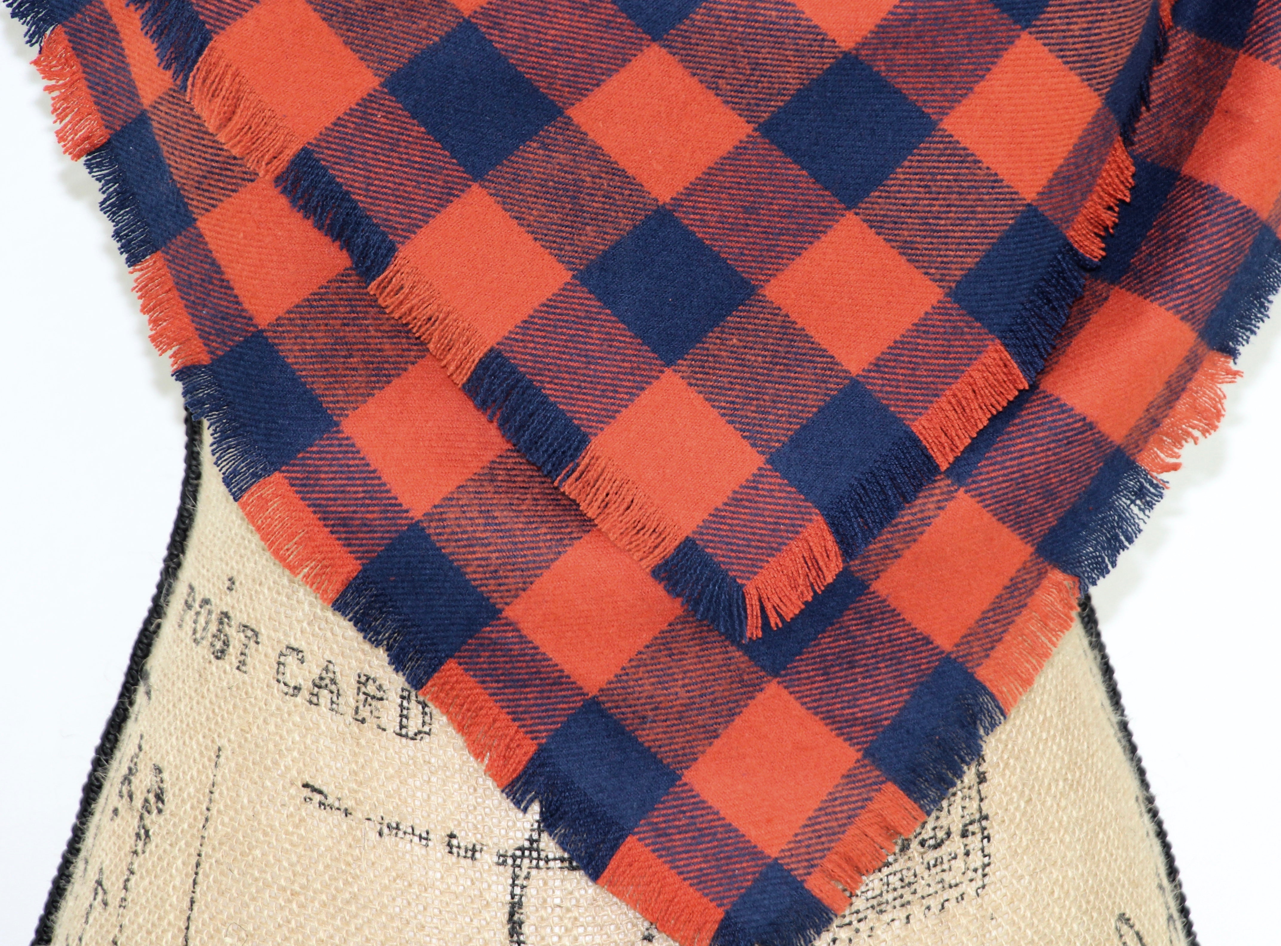 Classic Buffalo Plaid Gingham in Orange and Navy Blue Flannel Plaid Infinity Scarf or Blanket Scarf Tartan Wrap