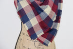 Wine Red, Navy Blue, and Taupe Flannel Plaid Infinity or Blanket Scarf Large Block