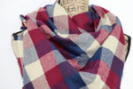 Wine Red, Navy Blue, and Taupe Flannel Plaid Infinity or Blanket Scarf Large Block