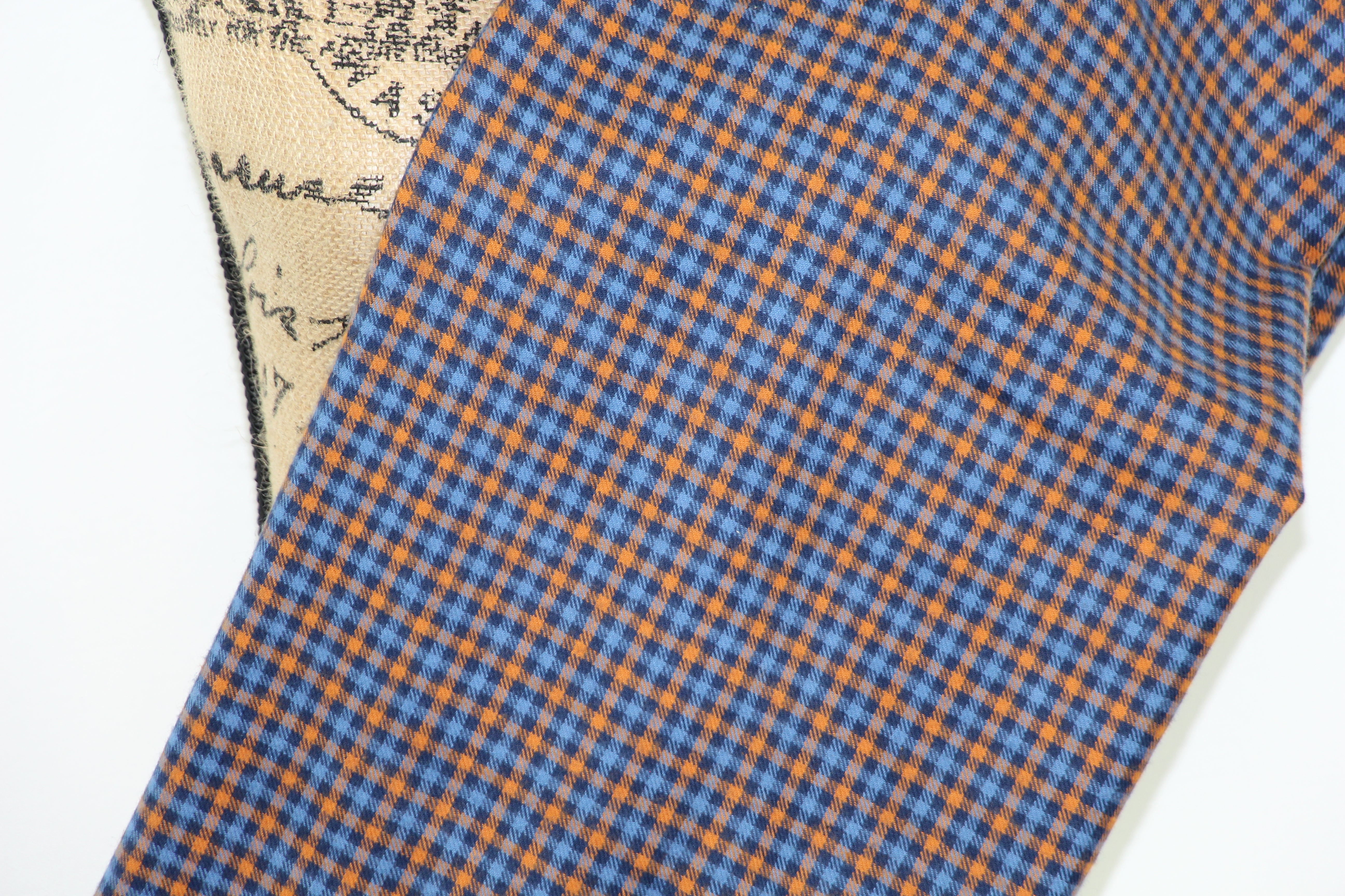 Blue and Orange Gingham Check Plaid Lightweight Flannel Infinity or Blanket Scarf