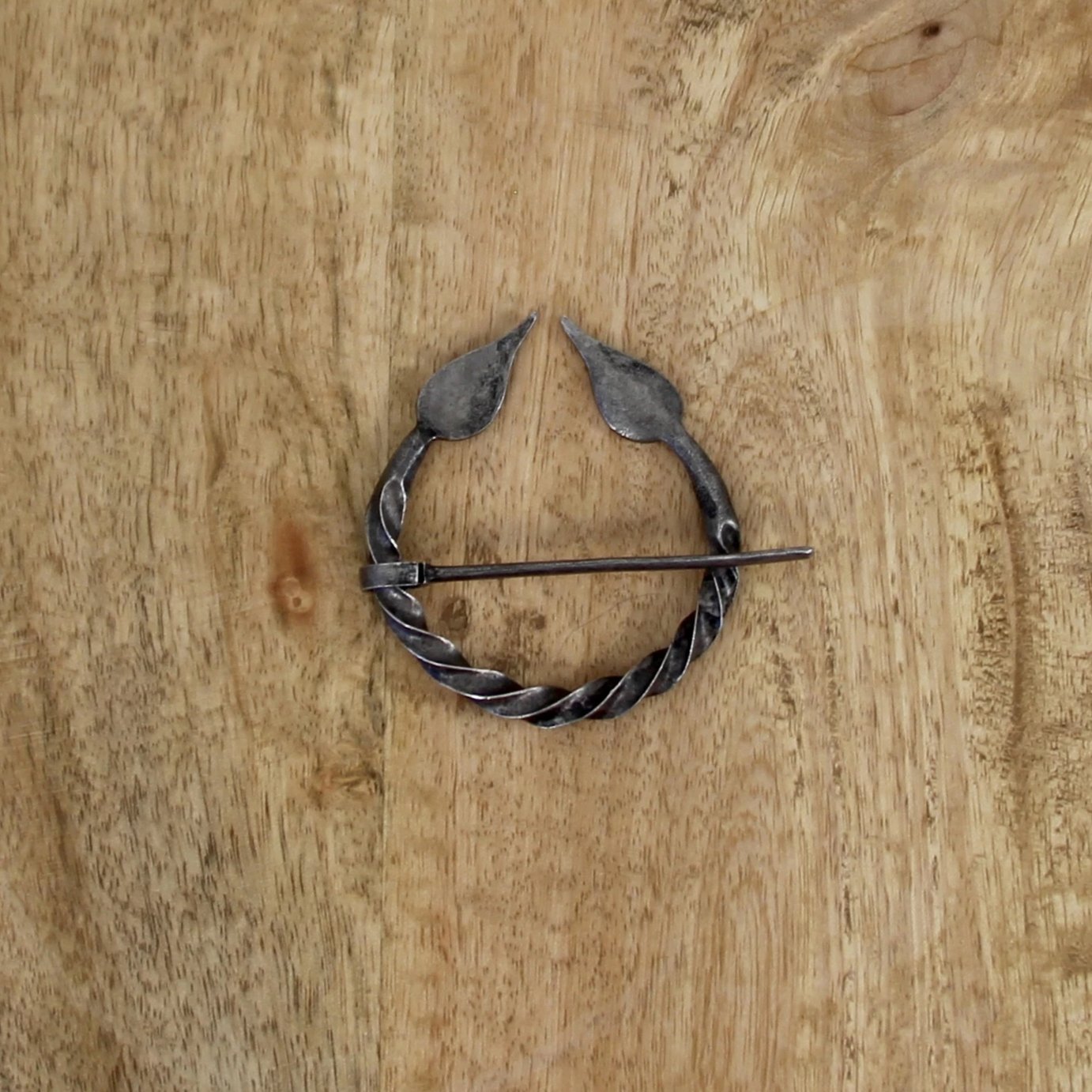 Celtic Antique Looking Twisted Pointed Penannular Brooch, Cloak Pin, Scarf Ring