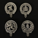 Outlander Clan Badge Collection - Fraser of Lovat, MacKenzie, Rampant Lion, and Scottish Thistle