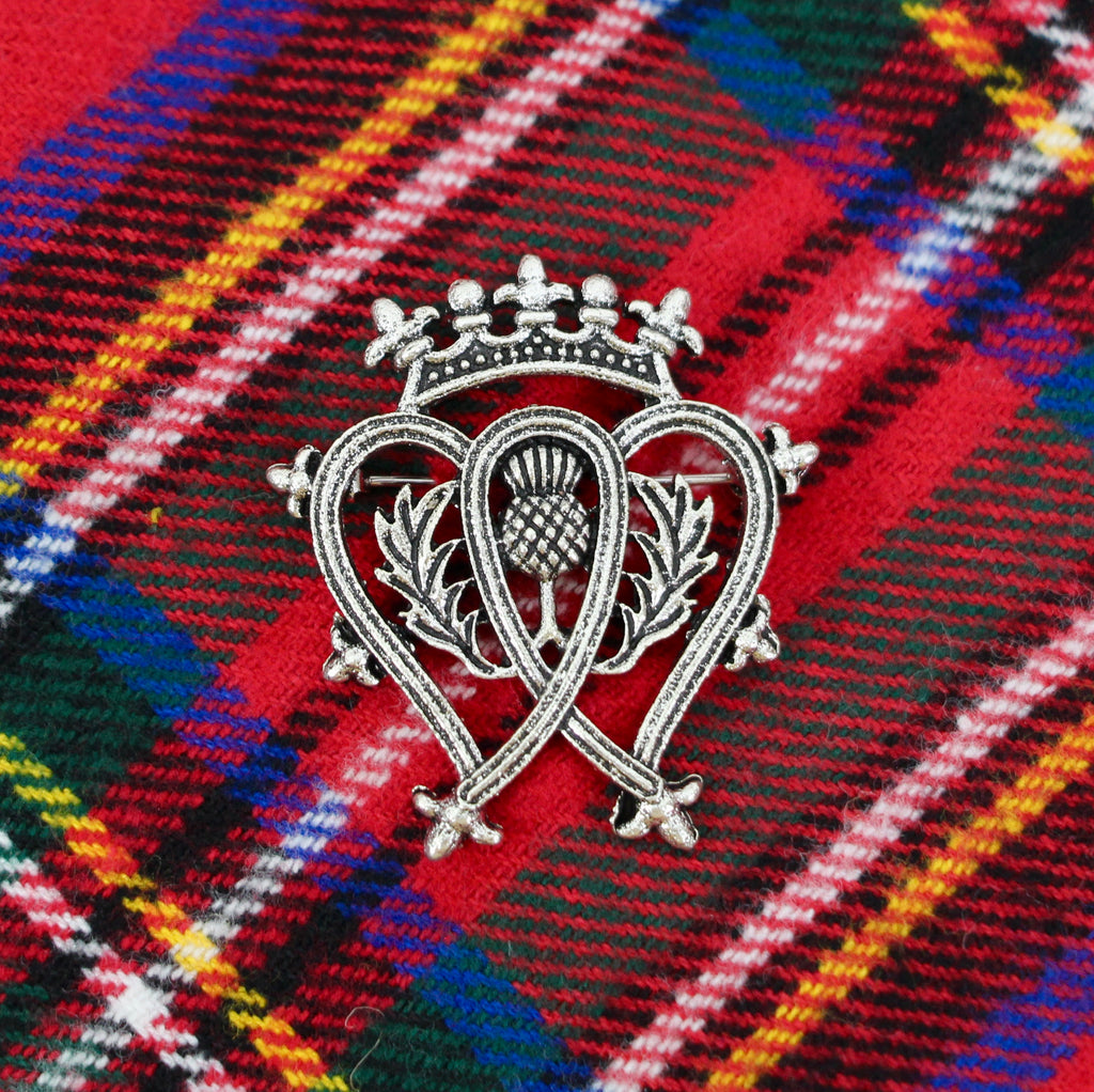 Luckenbooth Scottish Heart Shaped Brooch with Scottish Thistle and Crown