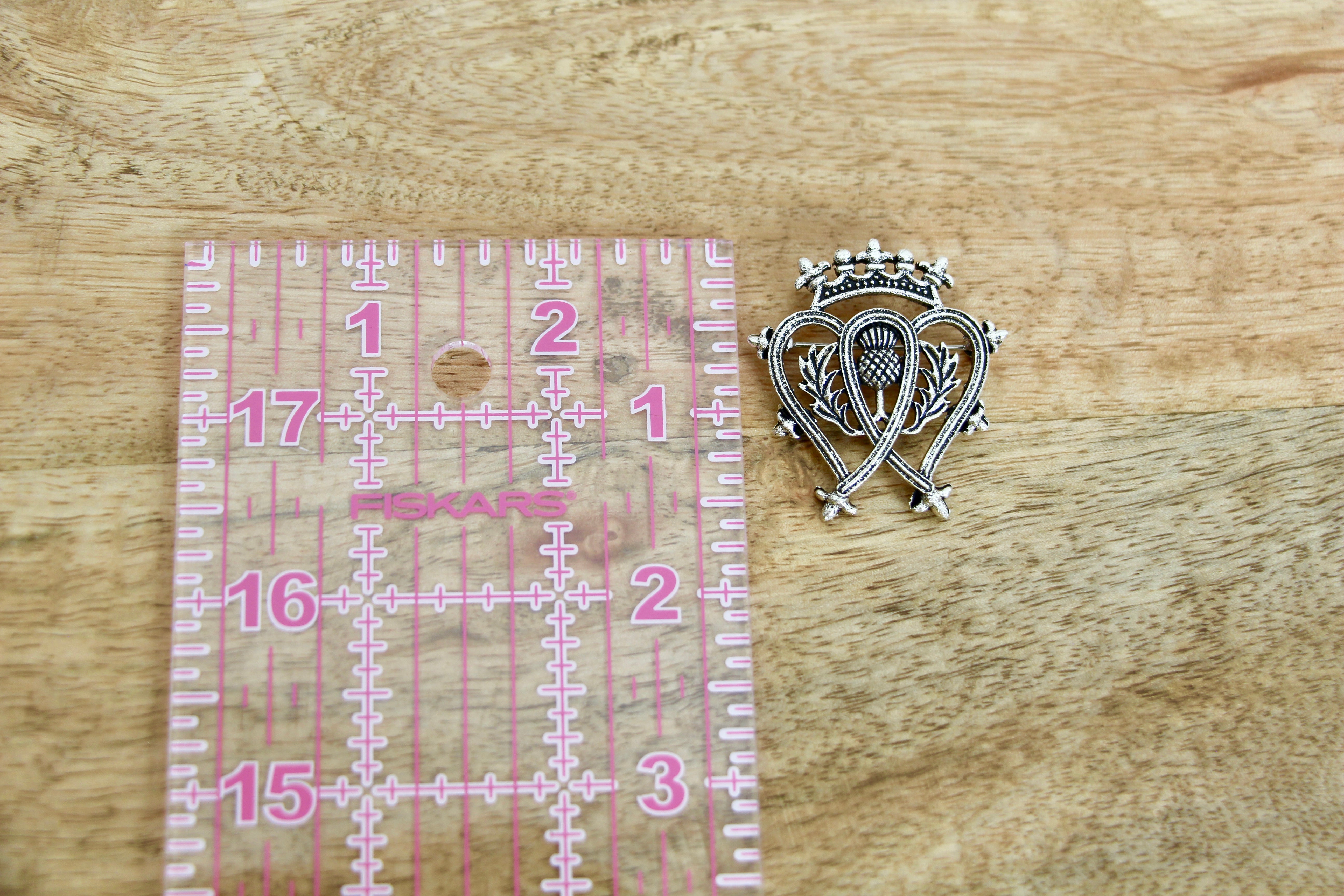 Luckenbooth Scottish Heart Shaped Brooch with Scottish Thistle and Crown