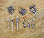 Scottish Pin with Stag, Scottish Thistle, and Bagpipes Charms