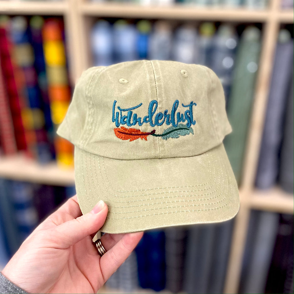 Wanderlust and Feathers Embroidered Hat - Multiple Customizable Options