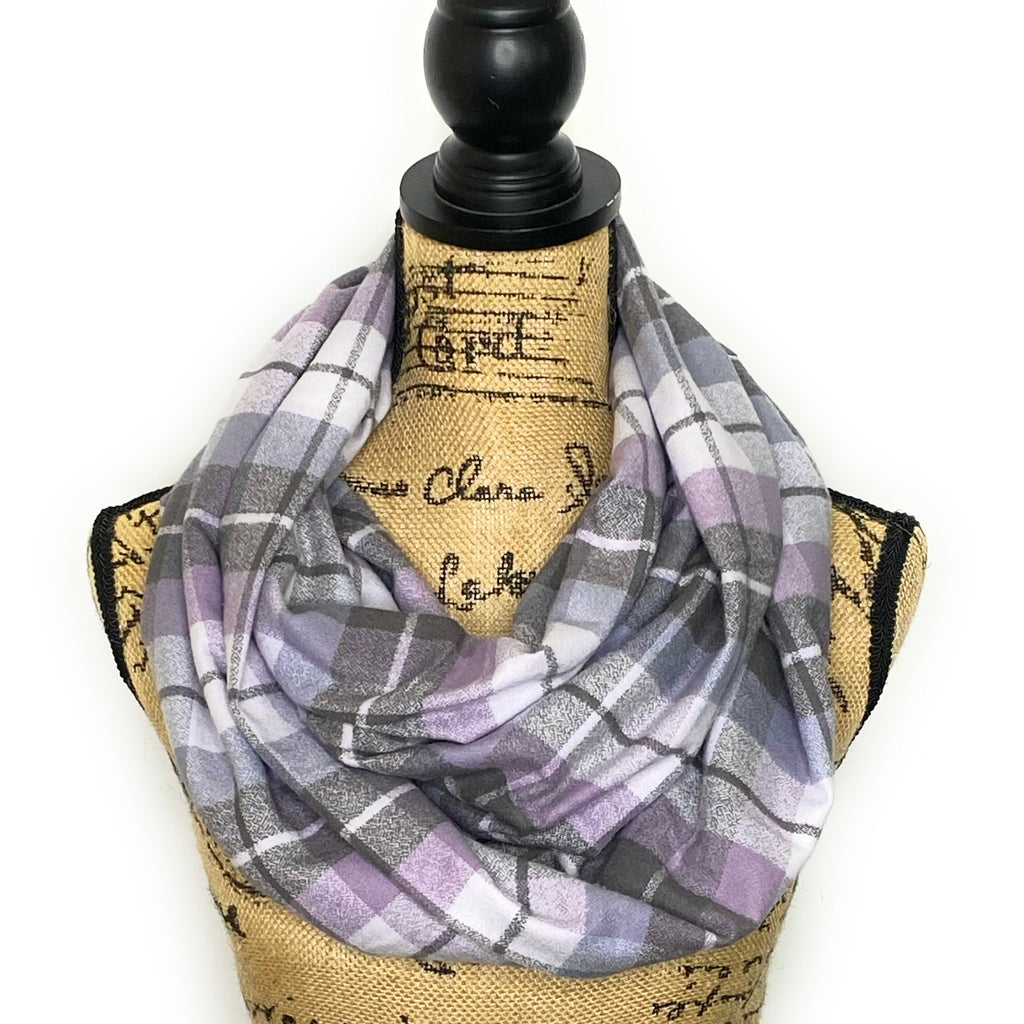 100% Organic Cotton Lavender and Smokey Gray Infinity and Blanket Scarves