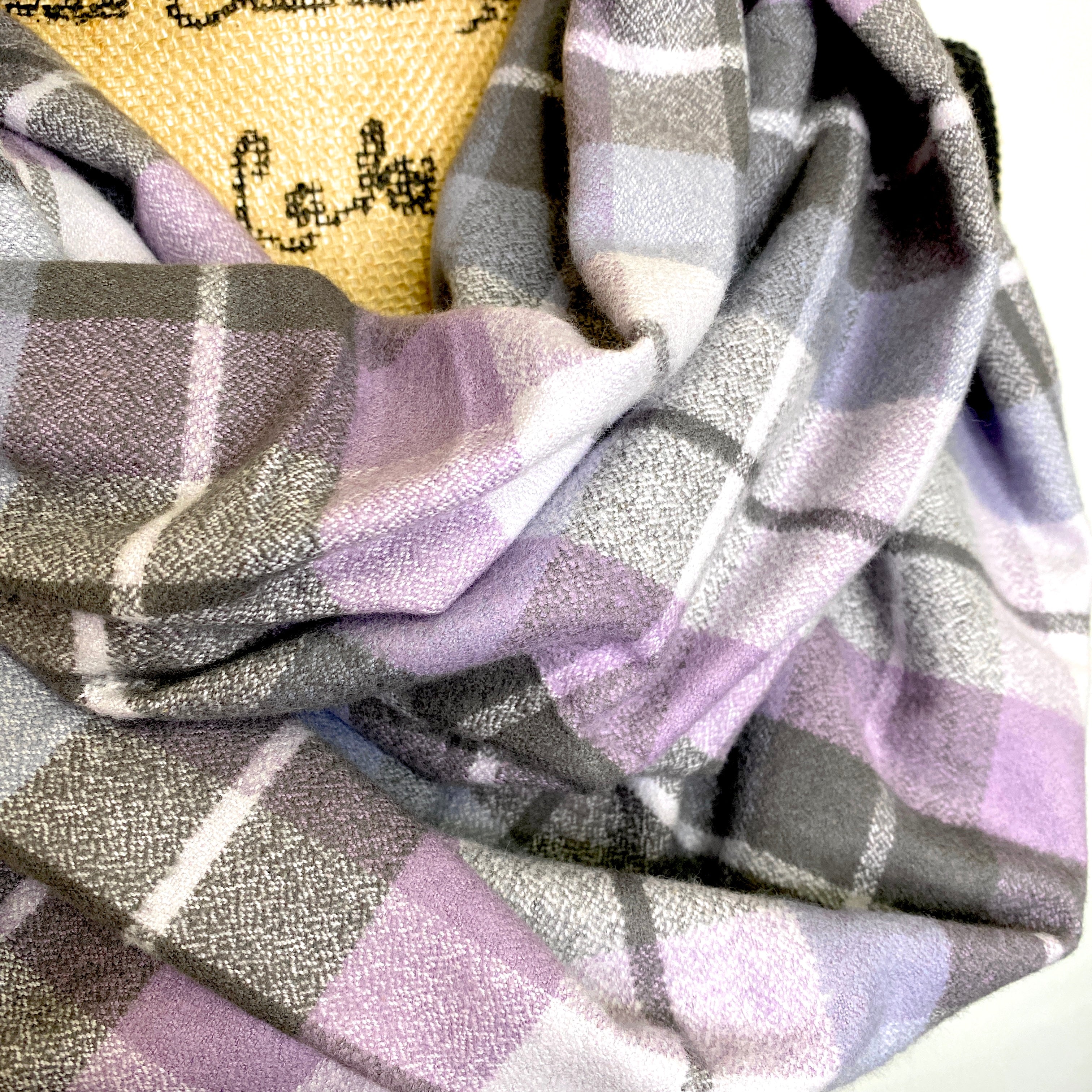 100% Organic Cotton Lavender and Smokey Gray Infinity and Blanket Scarves