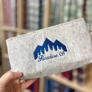 Paradise, Magalia, or Custom Town Embroidered Felt Zipper Pouch