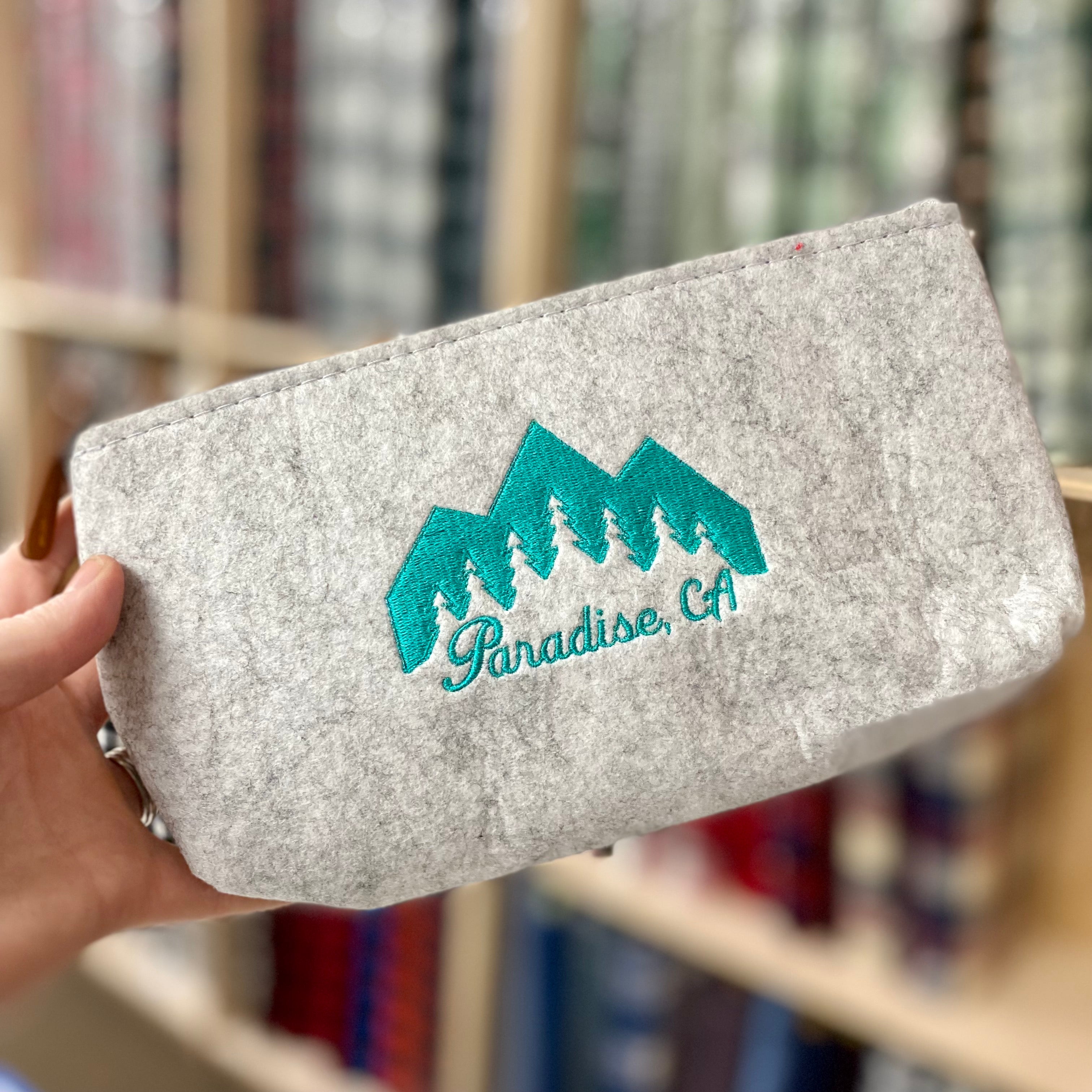 Paradise, Magalia, or Custom Town Embroidered Felt Zipper Pouch