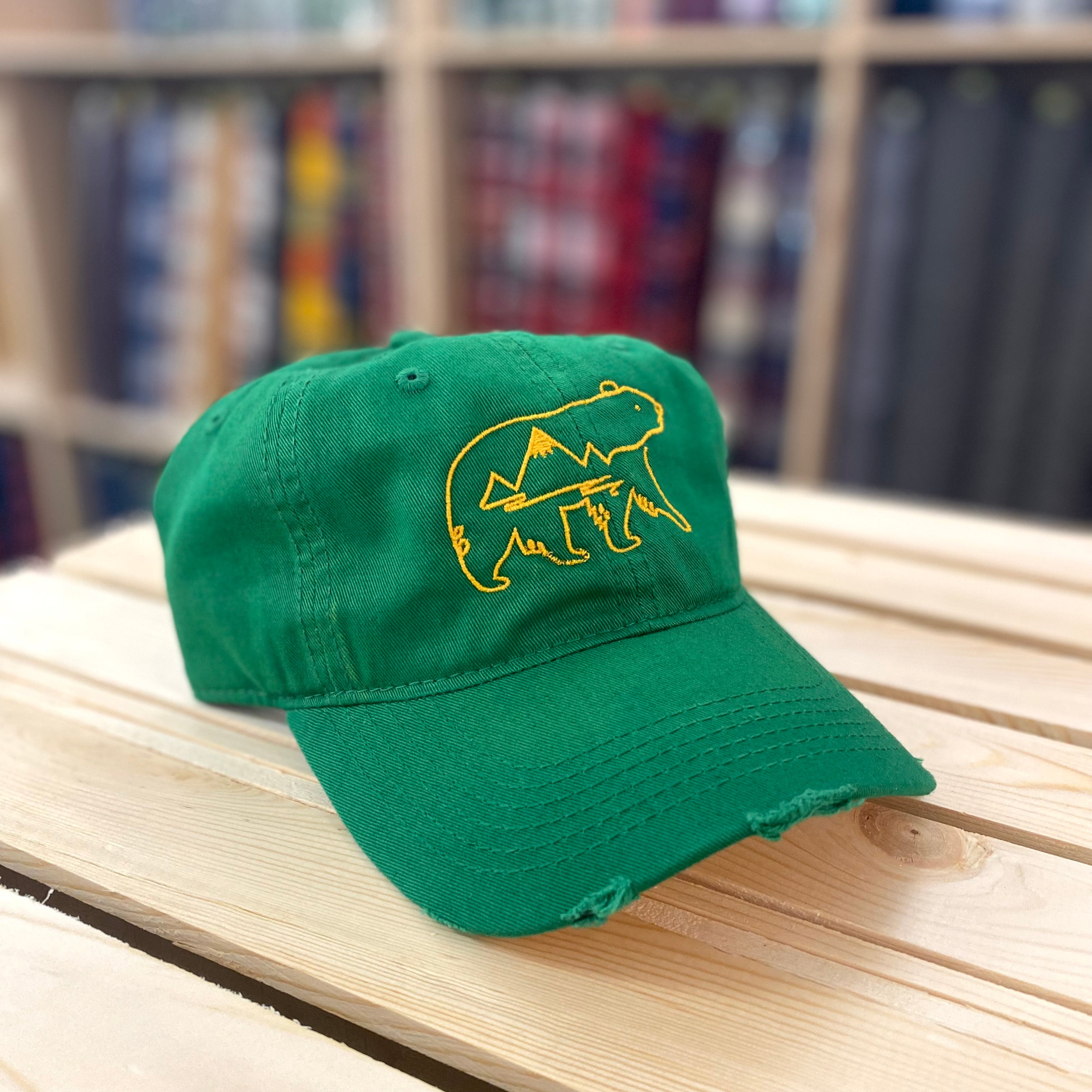 Bear Mountain Scene Outline Embroidered Hat - Multiple Customizable Options