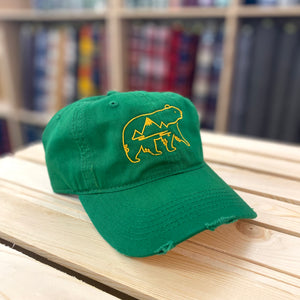 Bear Mountain Scene Outline Embroidered Hat - Multiple Customizable Options