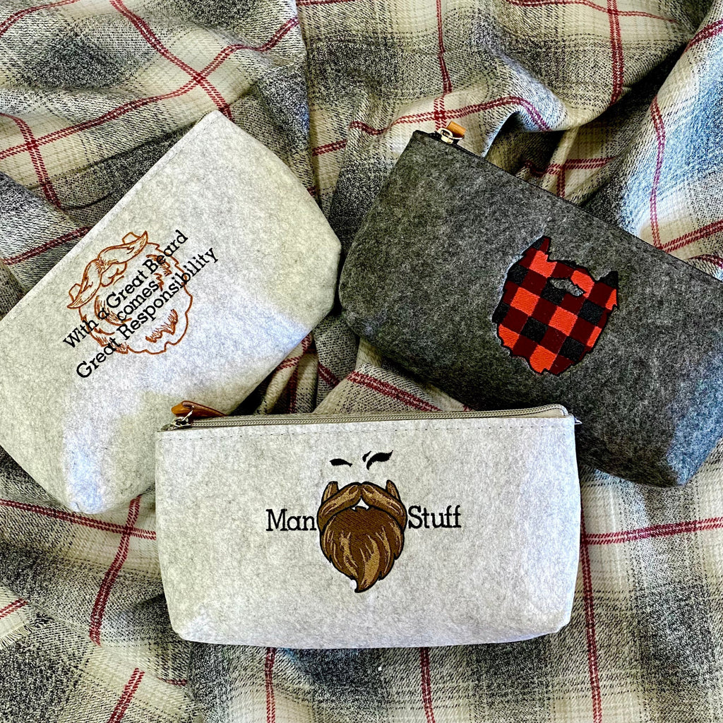 Beard Collection Embroidered Man Bags for Grooming Kit