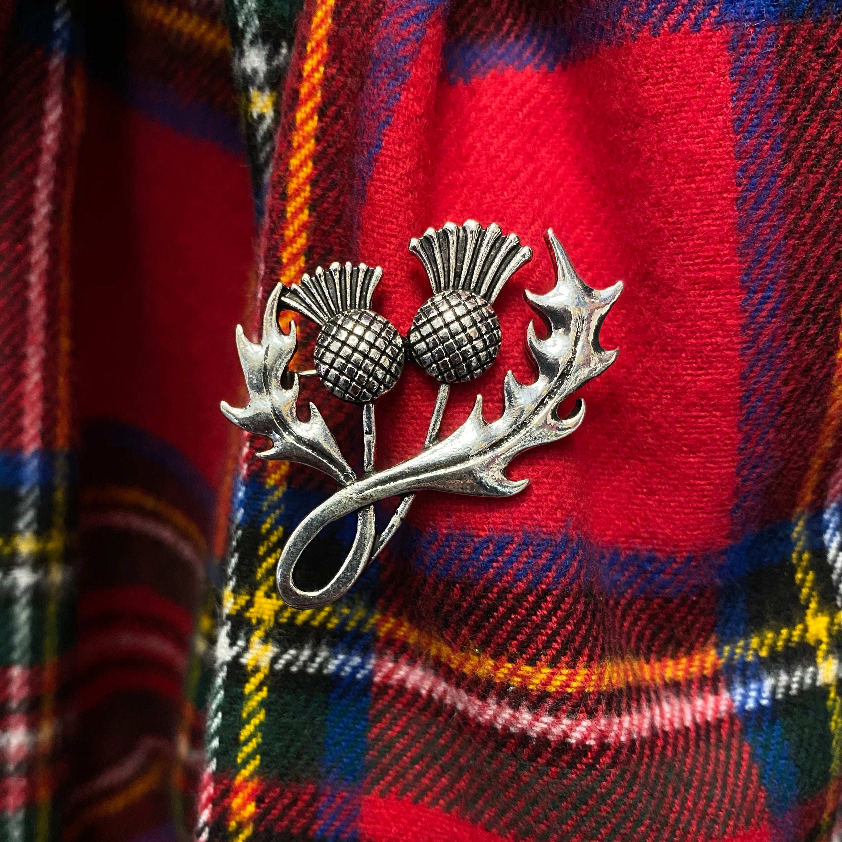 Double Scottish Thistle Brooch Decorative Pin