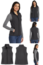 Women's Dragonfly Embroidered Heather Dark Gray Soft Shell Vest