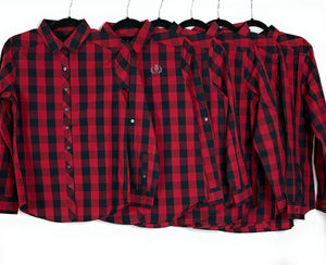 Women's Thistle Embroidered Buffalo Plaid Button-Down Shirt