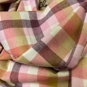 Neapolitan Shades of Cream, Pink, and Chocolatey Taupe and Deep Maroon 100% Organic Cotton Plaid Infinity and Blanket Scarves