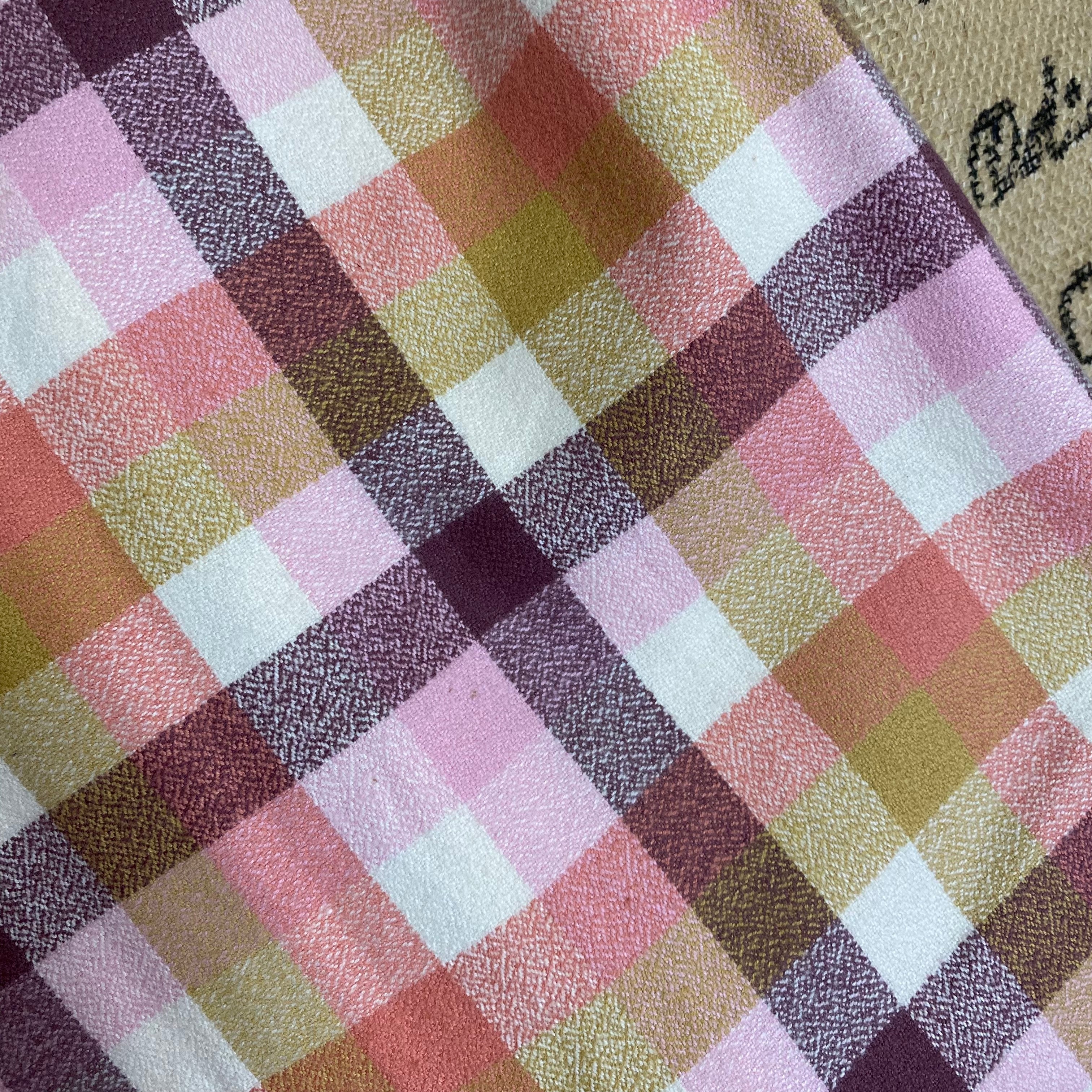 Neapolitan Shades of Cream, Pink, and Chocolatey Taupe and Deep Maroon 100% Organic Cotton Plaid Infinity and Blanket Scarves