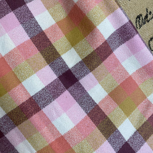 Neapolitan Shades of Cream, Pink, and Chocolatey Taupe and Deep Maroon 100% Organic Cotton Plaid Infinity and Blanket Scarves