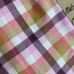 100% Organic Cotton Neapolitan Shades of Cream, Pink, and Chocolatey Taupe and Deep Maroon Plaid Infinity and Blanket Scarves