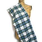 100% Organic Cotton Shades of Blue of Green on White Plaid Infinity and Blanket Scarves