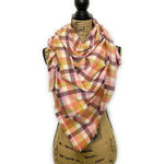 Neapolitan Shades of Cream, Pink, and Chocolatey Taupe and Deep Maroon 100% Organic Cotton Plaid Infinity and Blanket Scarves