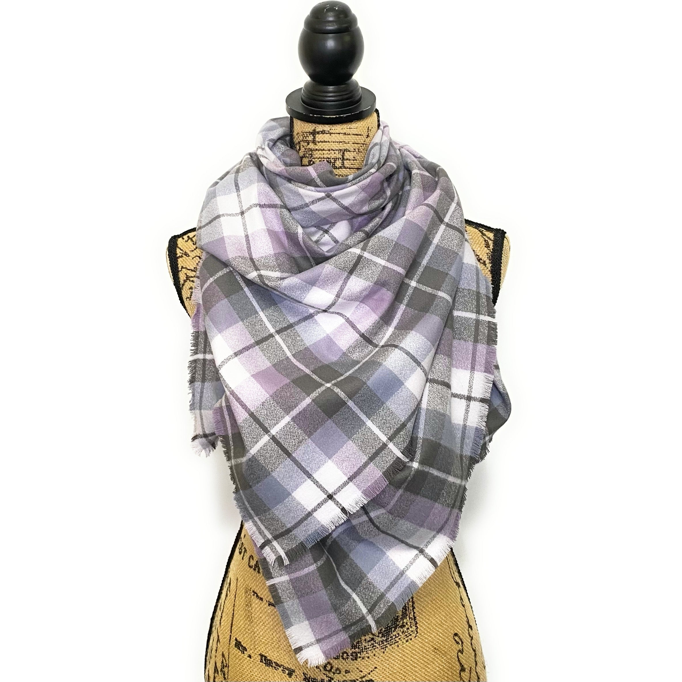 100% Organic Cotton Lavender and Smokey Gray Infinity and Blanket Scarves
