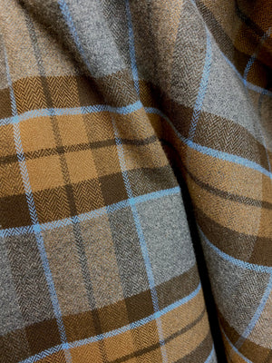 Straight Scarf - Outlander Clan MacKenzie Inspired Gray, Brown and Light Blue Cotton Flannel