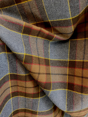 Oversized Blanket Scarf/Earasaid - Outlander Clan Fraser Inspired Gray, Brown, Yellow, and Red Cotton Flannel