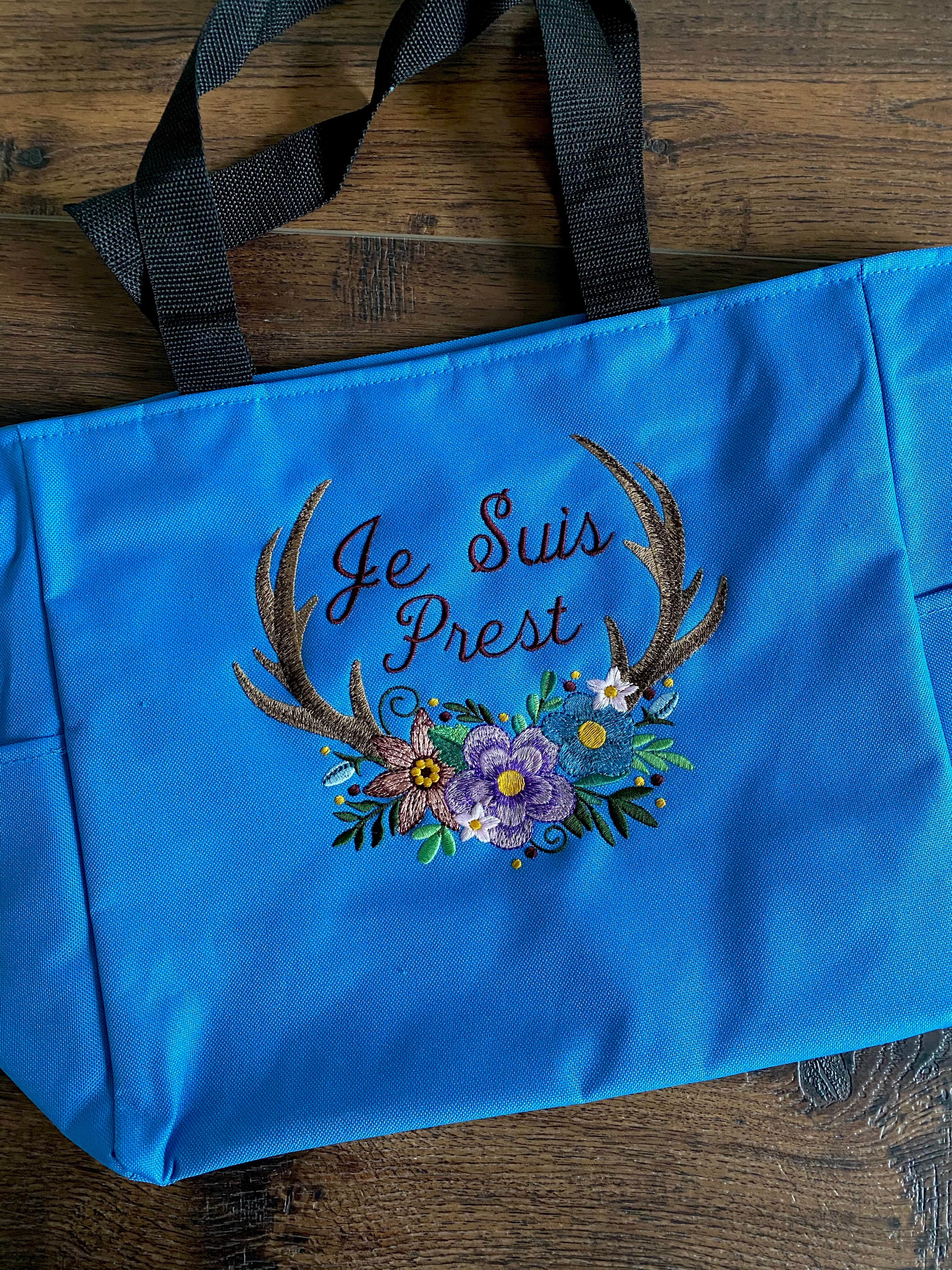 Je Suis Prest Embroidered Tote Bag - Outlander Inspiration