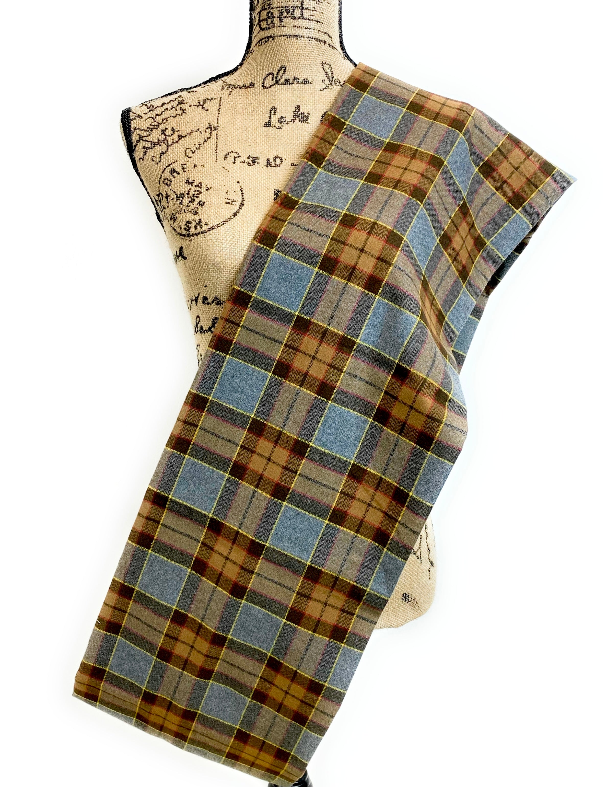 Straight Scarf - Outlander Clan Fraser Inspired Gray, Brown, Yellow, and Red Cotton Flannel