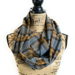 Infinity Scarf - Outlander Clan MacKenzie Inspired Gray, Brown and Light Blue Cotton Flannel
