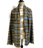 Wrap Size Scarf - Outlander Clan MacKenzie Inspired Gray, Brown and Light Blue Cotton Flannel