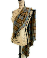 Blanket Scarf - Outlander Clan Fraser Inspired Gray, Brown, Yellow, and Red Cotton Flannel