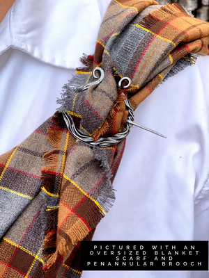 Oversized Blanket Scarf/Earasaid - Outlander Clan Fraser Inspired Gray, Brown, Yellow, and Red Cotton Flannel