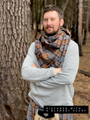 Blanket Scarf - Outlander Clan MacKenzie Inspired Gray, Brown and Light Blue Cotton Flannel